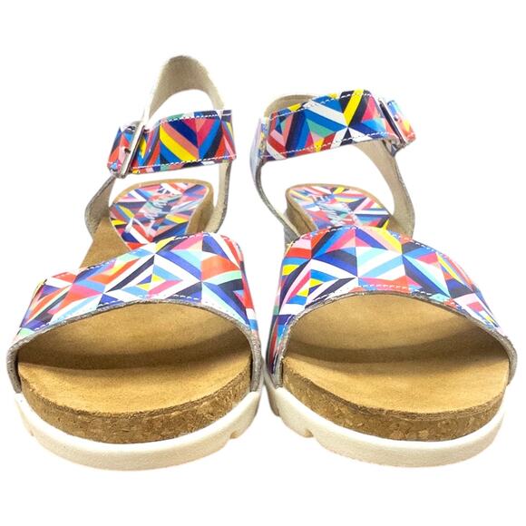 Zapato Wedge Heeled Sandals Colorful Kaleidoscope Women's 6 6.5 Metallic Leather - Picture 3 of 8